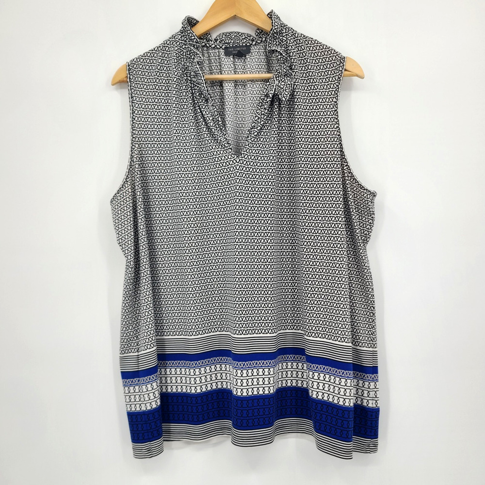 The Limited Ruffle Neck Sleeveless Top Modern Classic Workwear Corpcore Size 1X